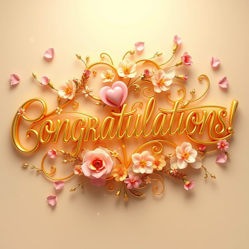 Elegant Gold Cursive Name with Whimsical Floral Accents in 8...