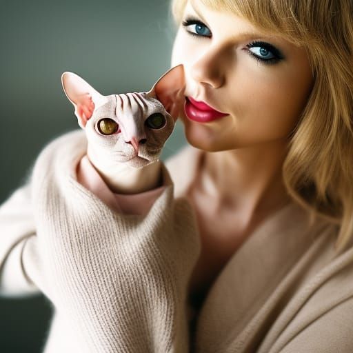 Taylor Swift and Cardigan Cat Portrait