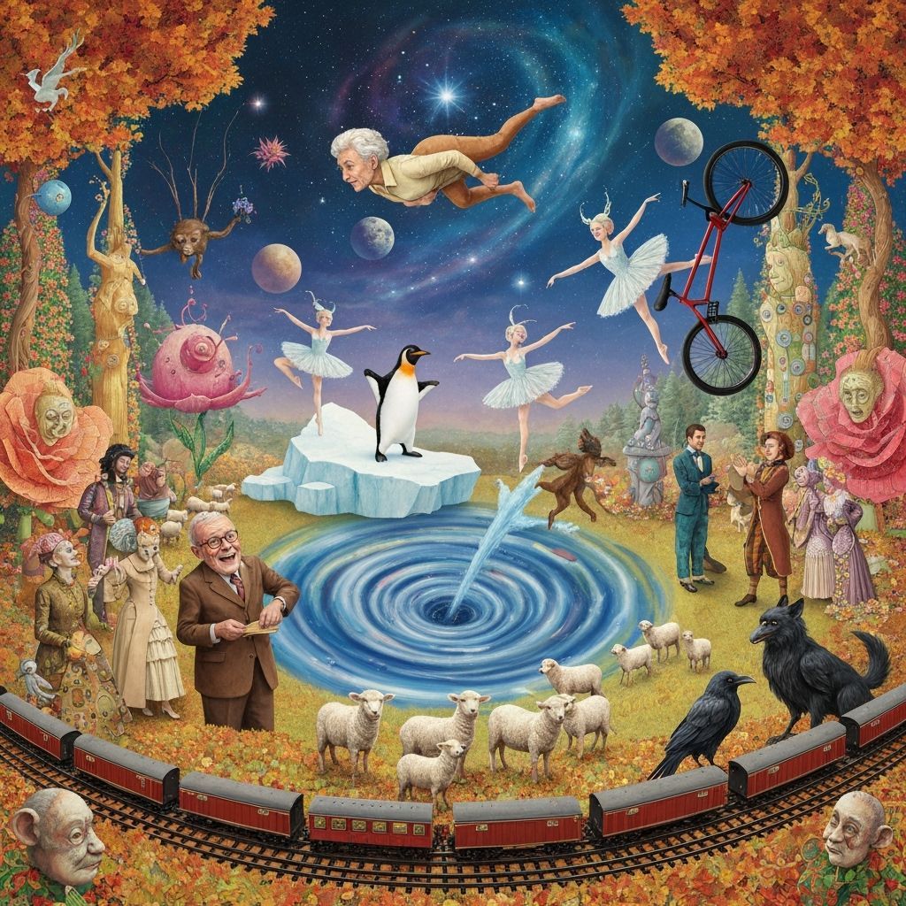 Surreal Earth Core Whirlpool in Dreamlike Collage Style