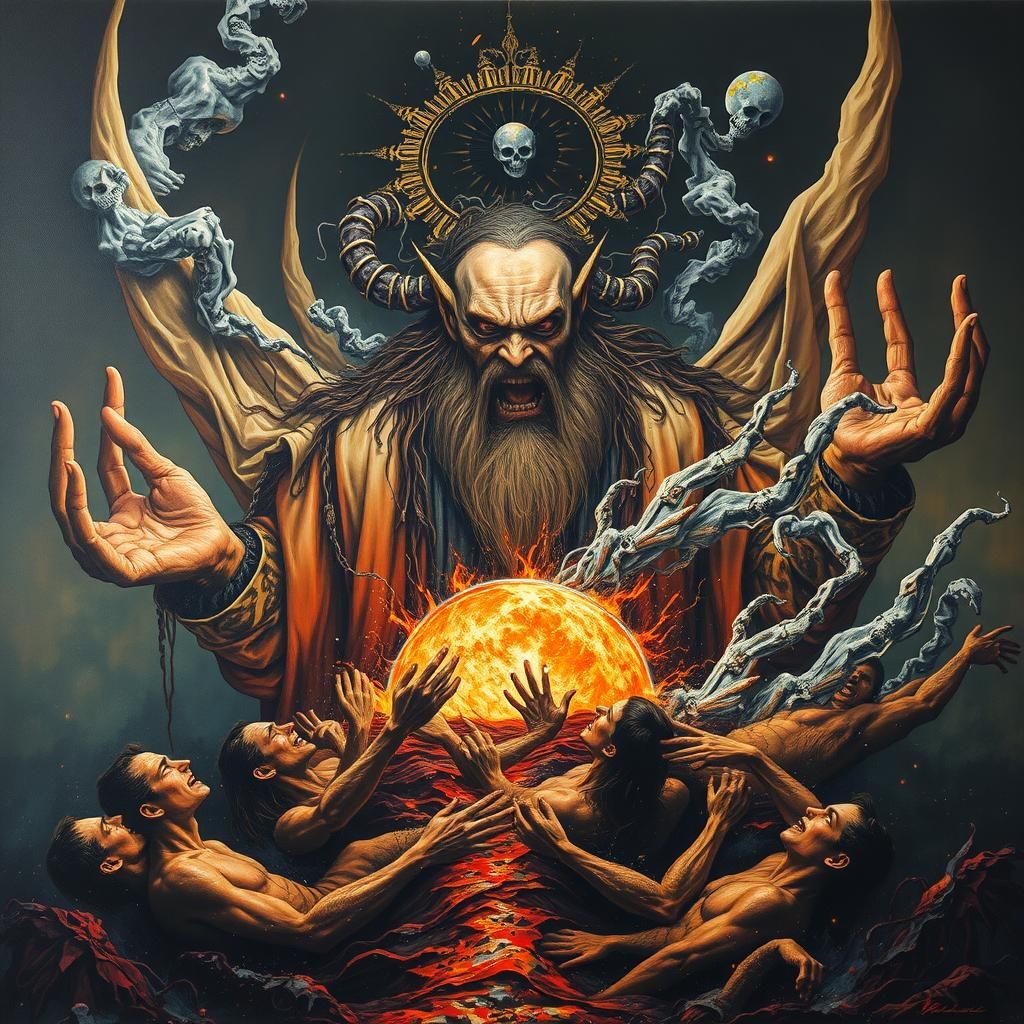 Wrathful God's Judgment: A Surreal Metal Album Cover