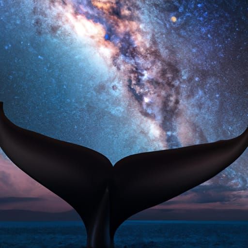 Dreamy Whale Tail Fin Under Starry Sky