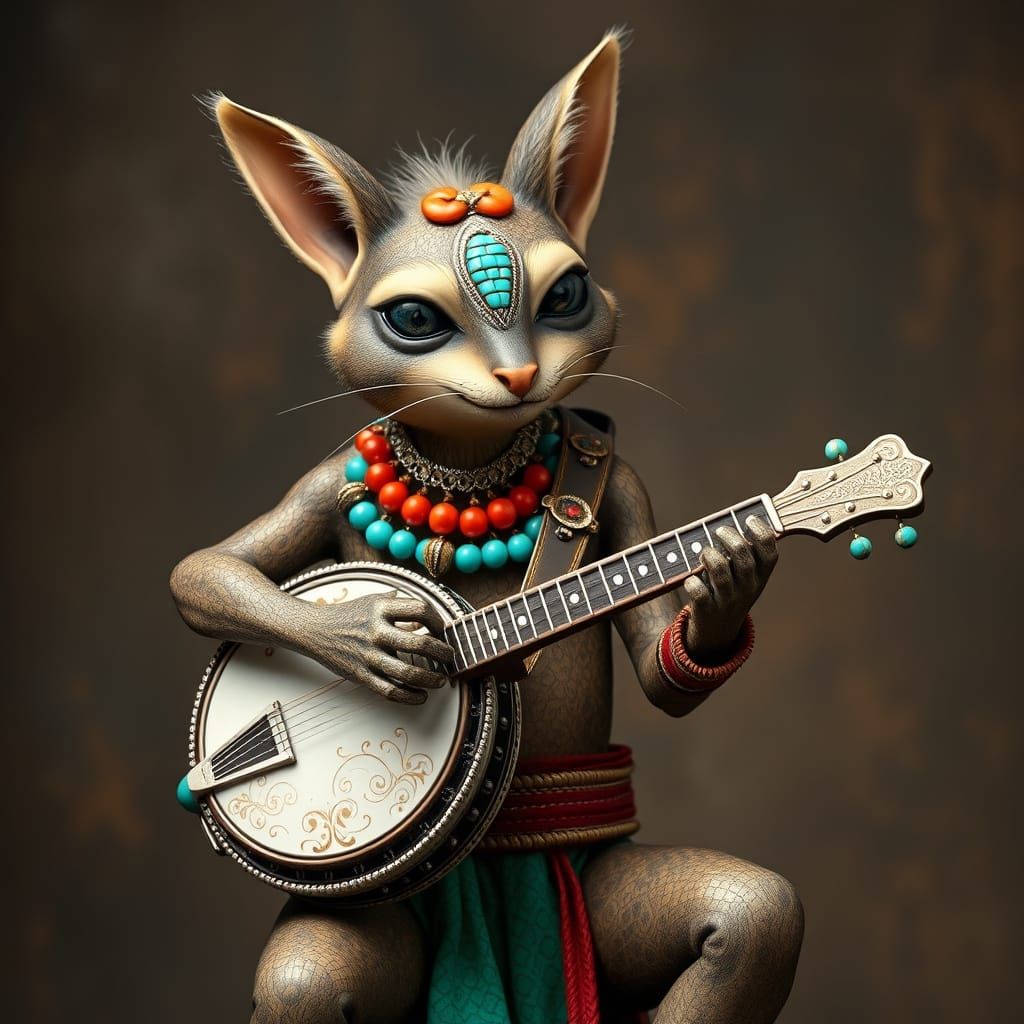 Anthropomorphic Turquoise Jewelry Plays Banjo