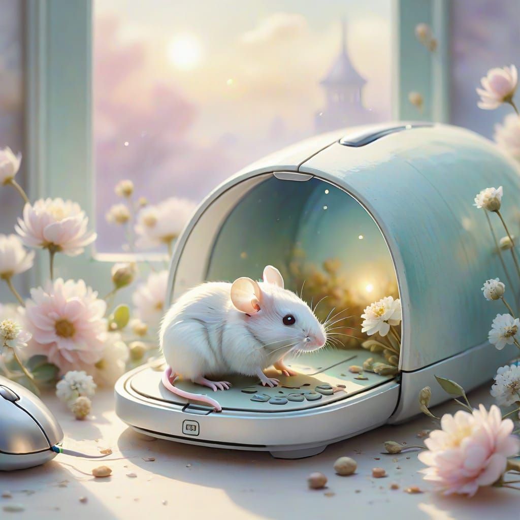 Whimsical Fantasy Mouse in a Computer Mouse Paradise