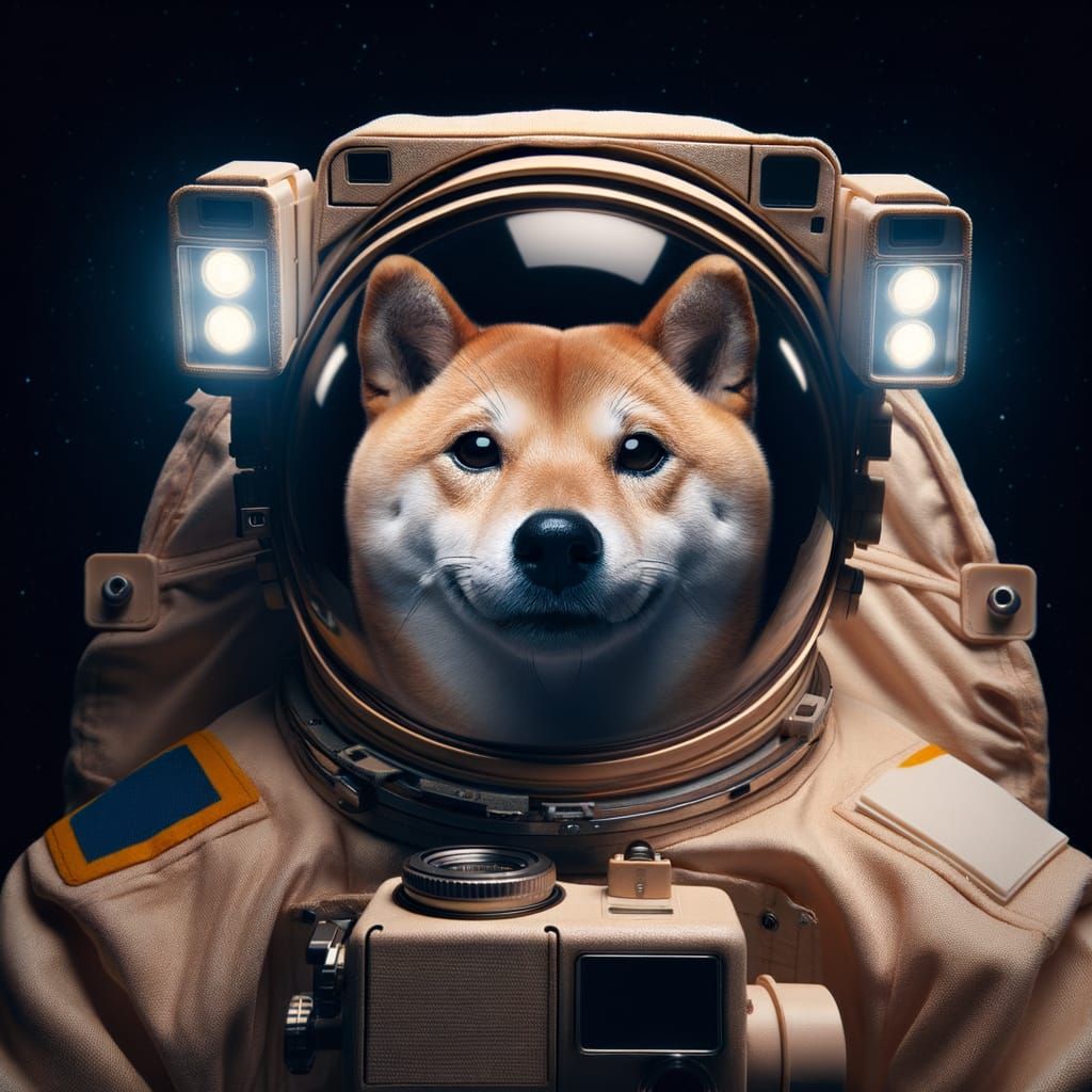 Shiba Inu Astronaut in Space: Early 1900s Portrait