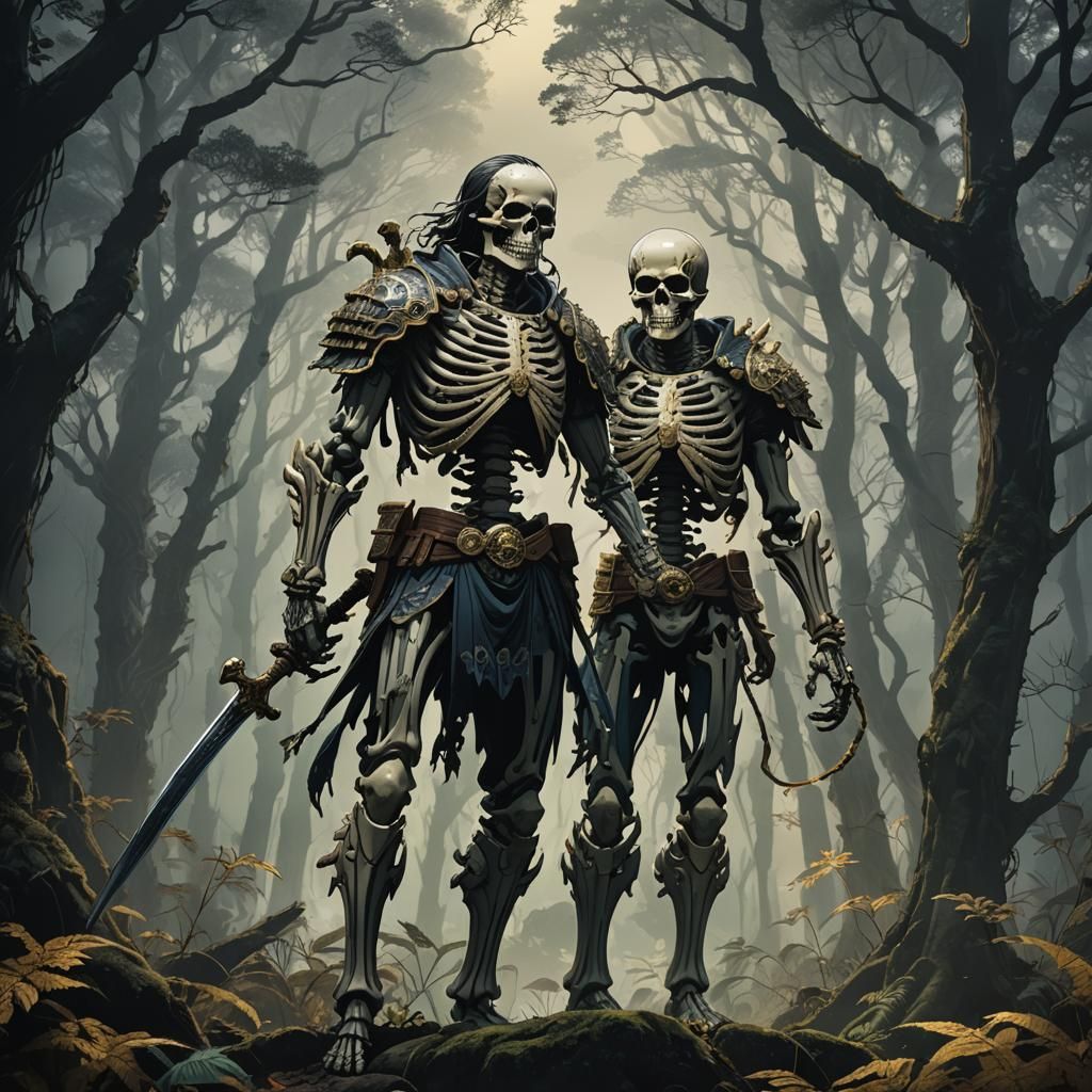 Skeleton Demon Slayer in Mystical Forest