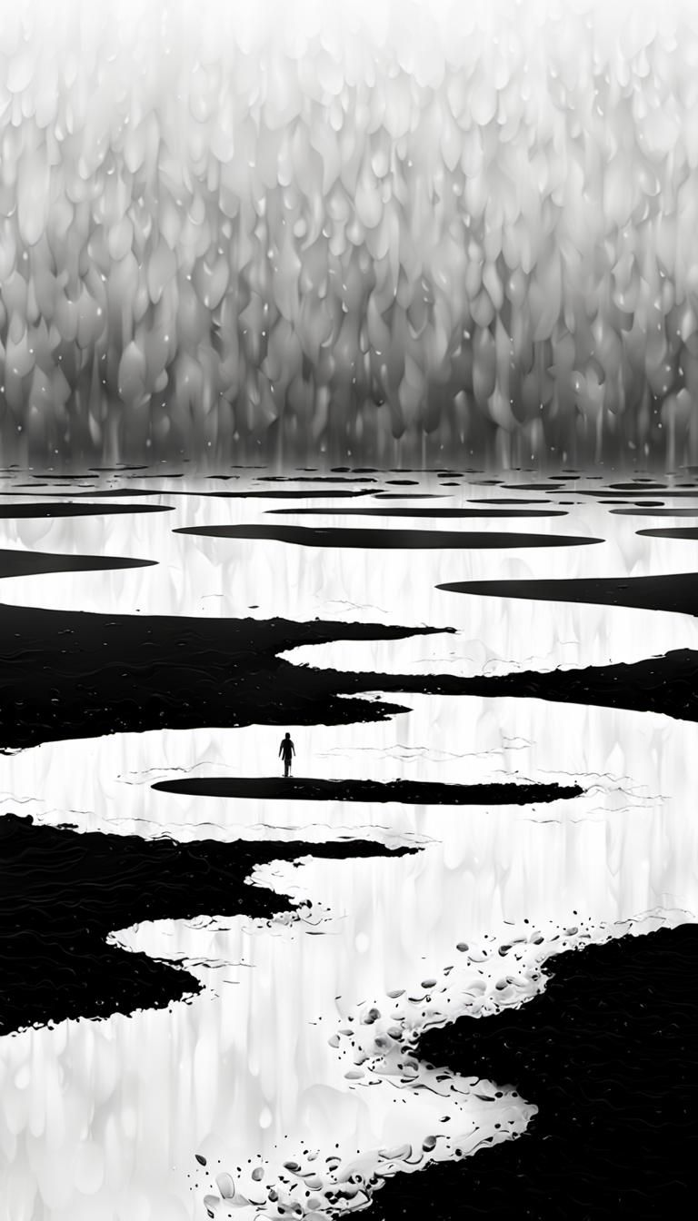 Surreal Black and White Hurricane: Minimalist Art
