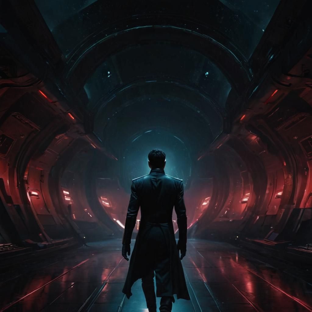 Captain Lorca in Dark Spaceship Interior