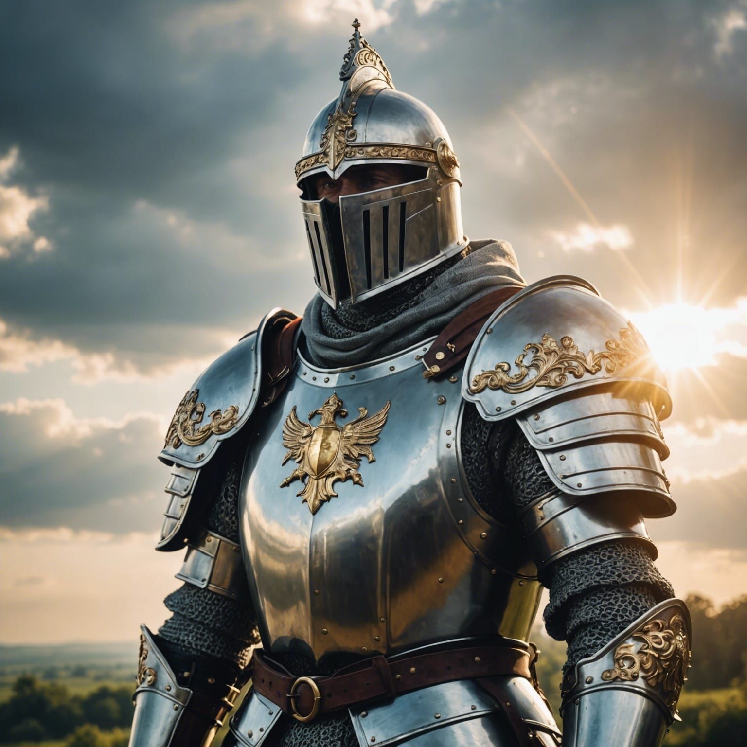 Noble Knight Portrait in Divine Sunshine