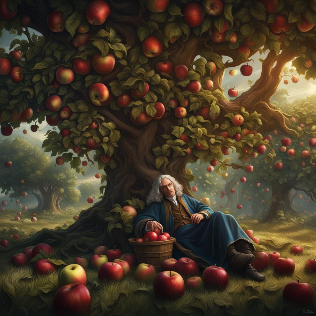Newton Under Apple Tree: Gravity Defied