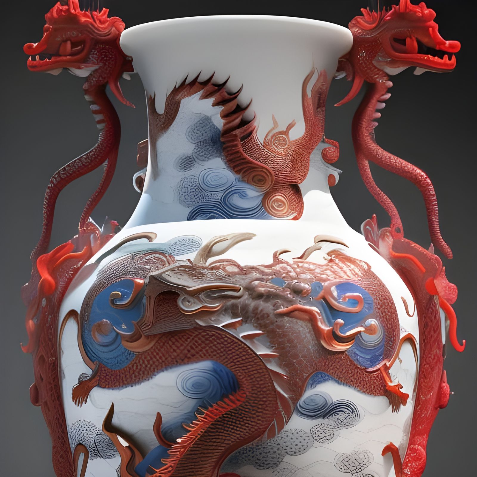 Chinese Dragon Vase in Detailed 3D Digital Art