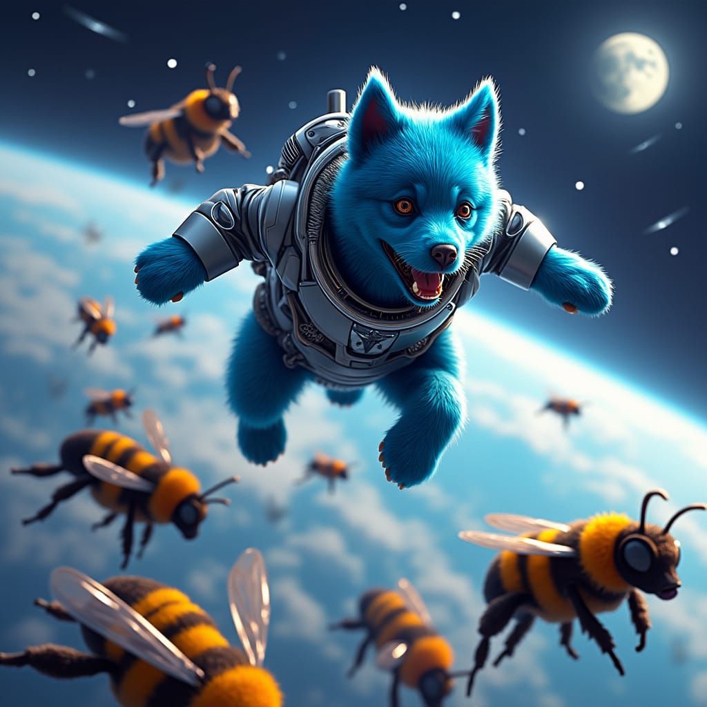 Super Dog Battles Bumblebee Dogs in Space