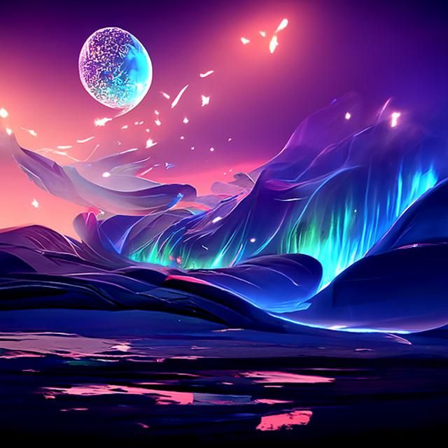 Aurora Borealis and Shooting Stars in Night Sky