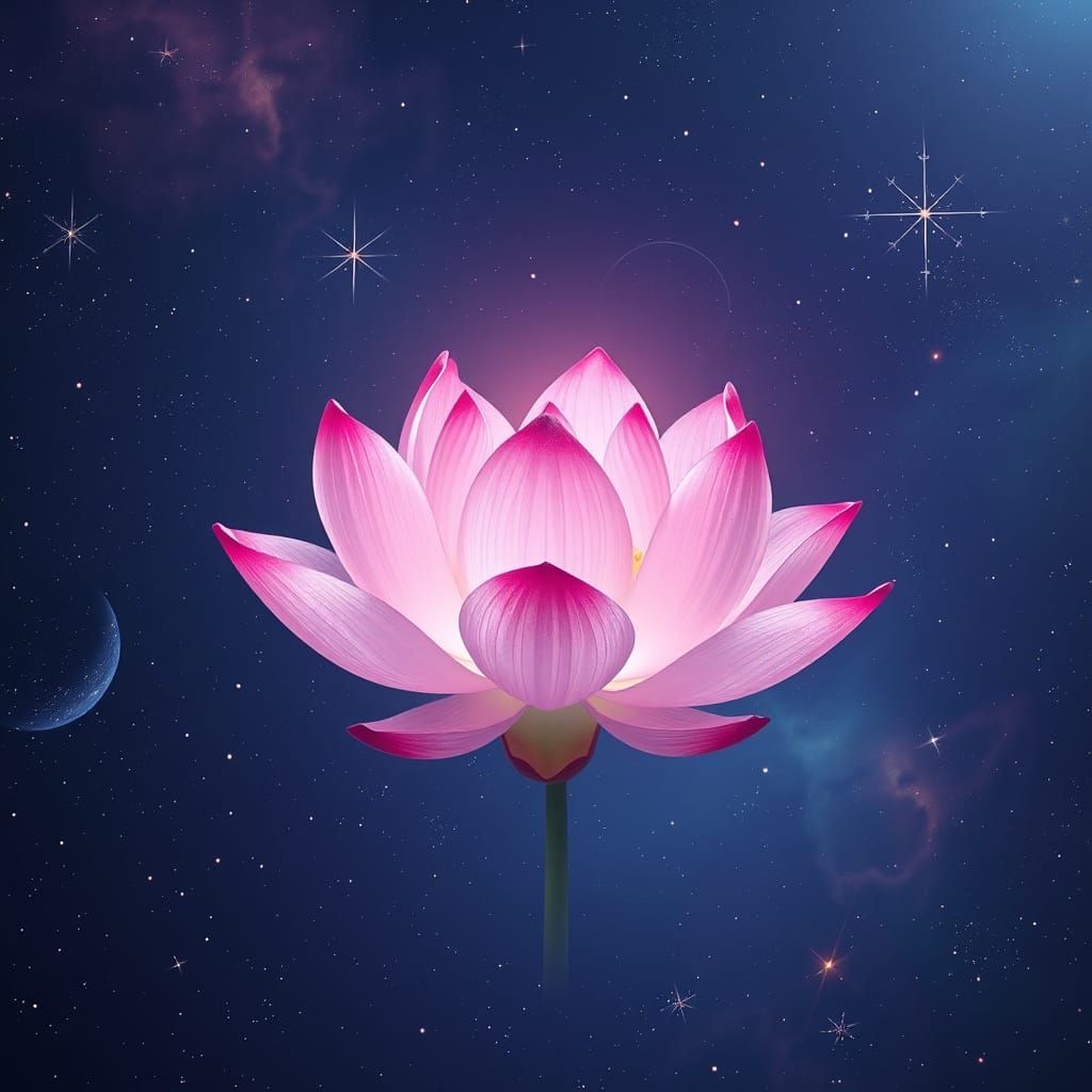 Cosmic Lotus Flower in Astral Illustration Style
