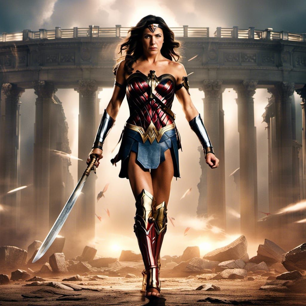 Jennifer Aniston as Wonder Woman in Arena, 4K