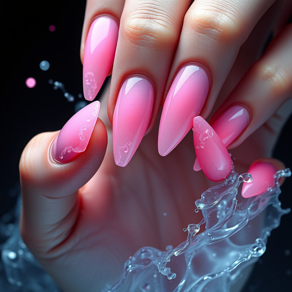 Dreamy Pink Nails: Detailed Matte Painting in 8K