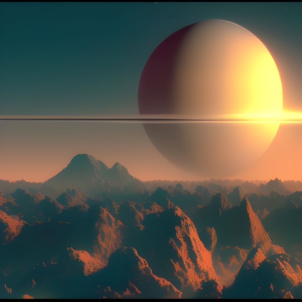 Rising Sun on Saturn: Detailed Matte Painting
