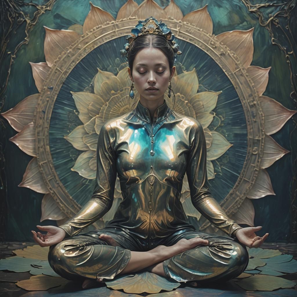 SPECTROLITE OPALESCENT woman lotus POSE quantum consciousnes...