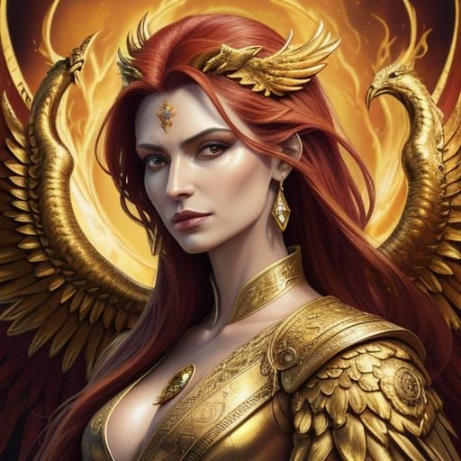 Ruler and Phoenix Reincarnation in Oil Painting