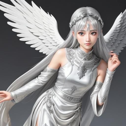 Silver Earth Angel in Roman Toga