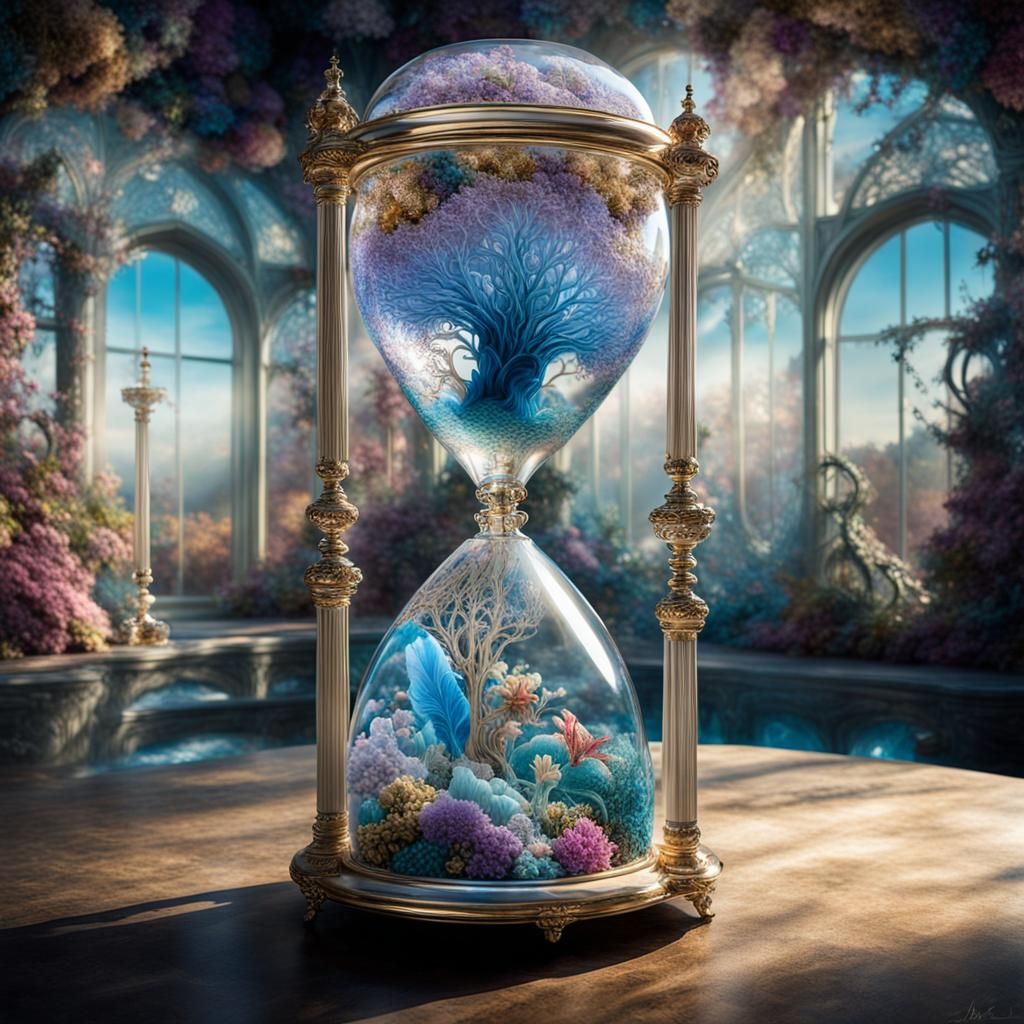 Surreal Hourglass with Aquatic Internals: Dreamy Lisa Frank ...