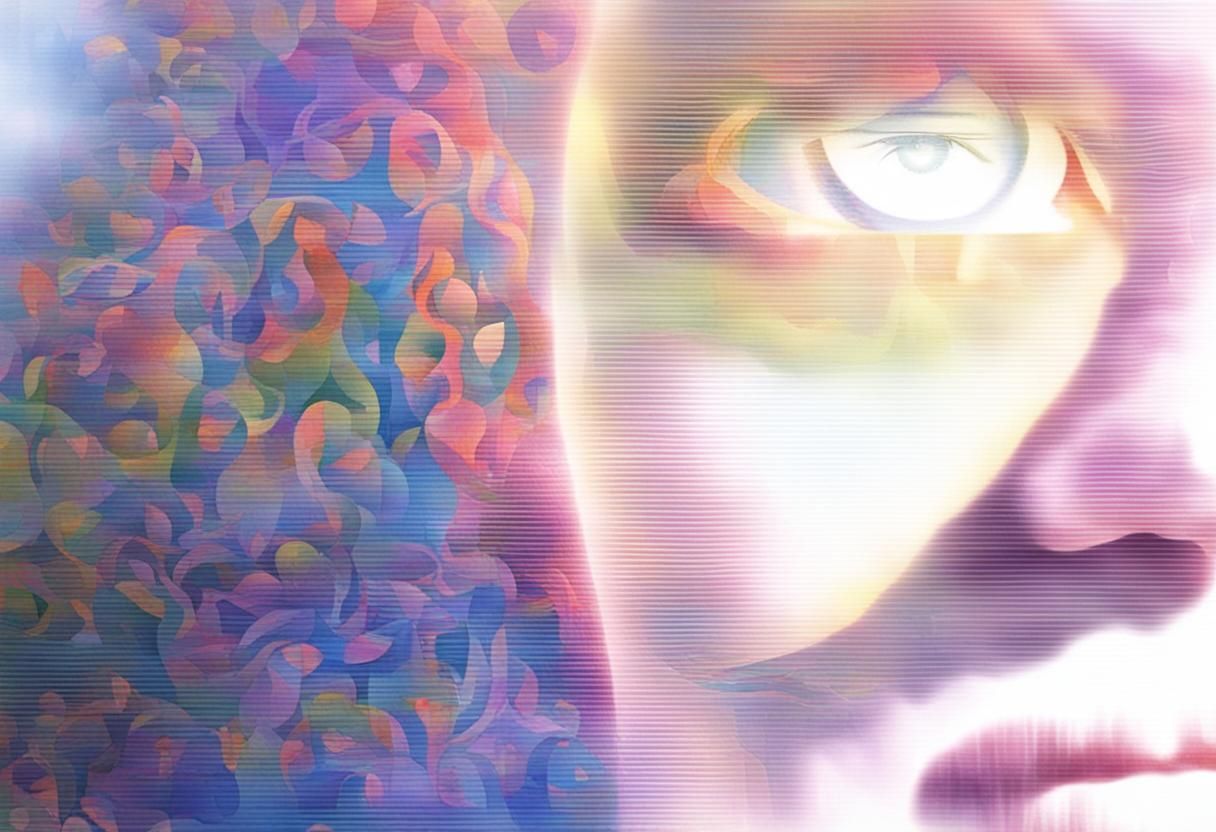 Psychedelic Portrait with Interlocking Stencil Patterns
