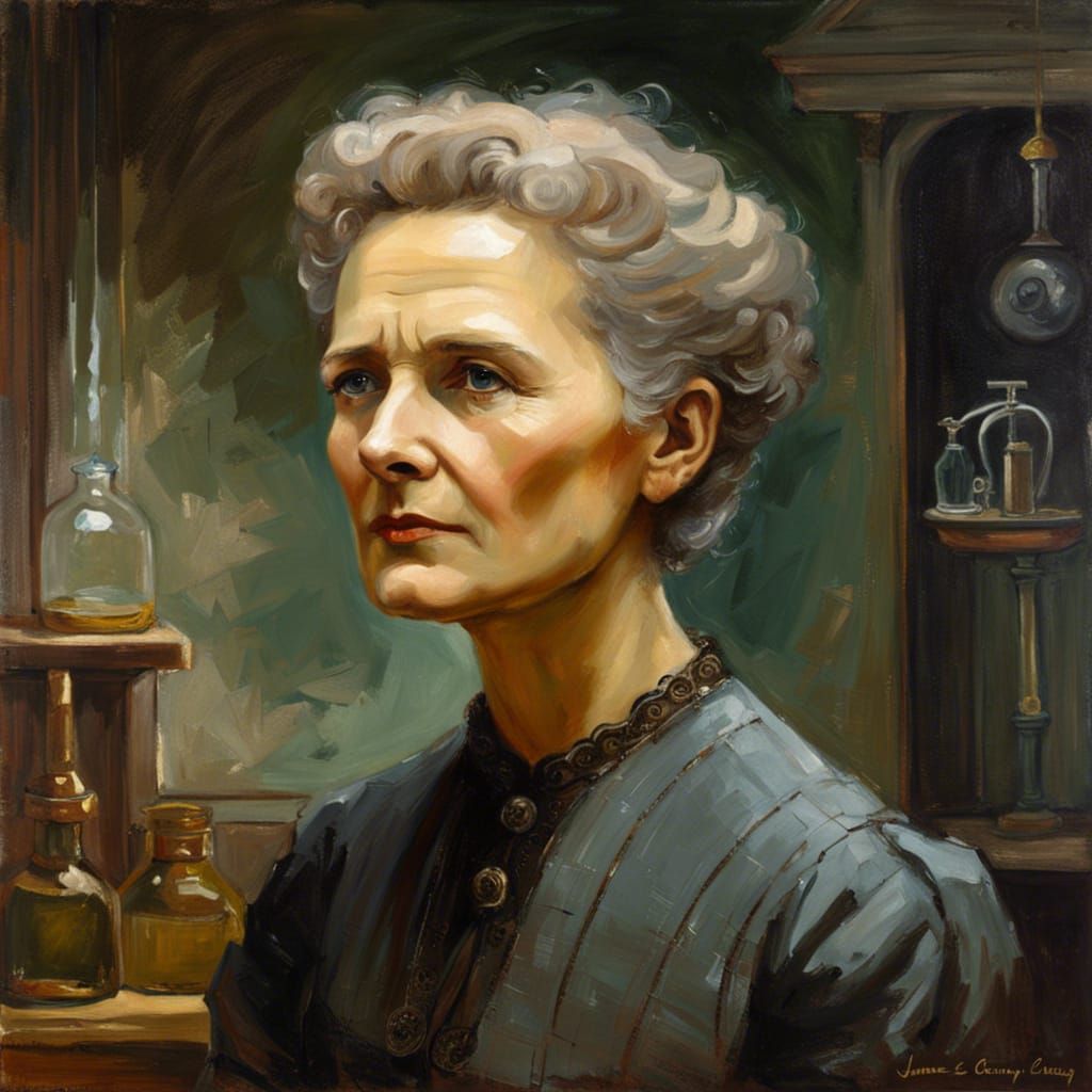 Marie Curie: Oil Painting in Gurney Style