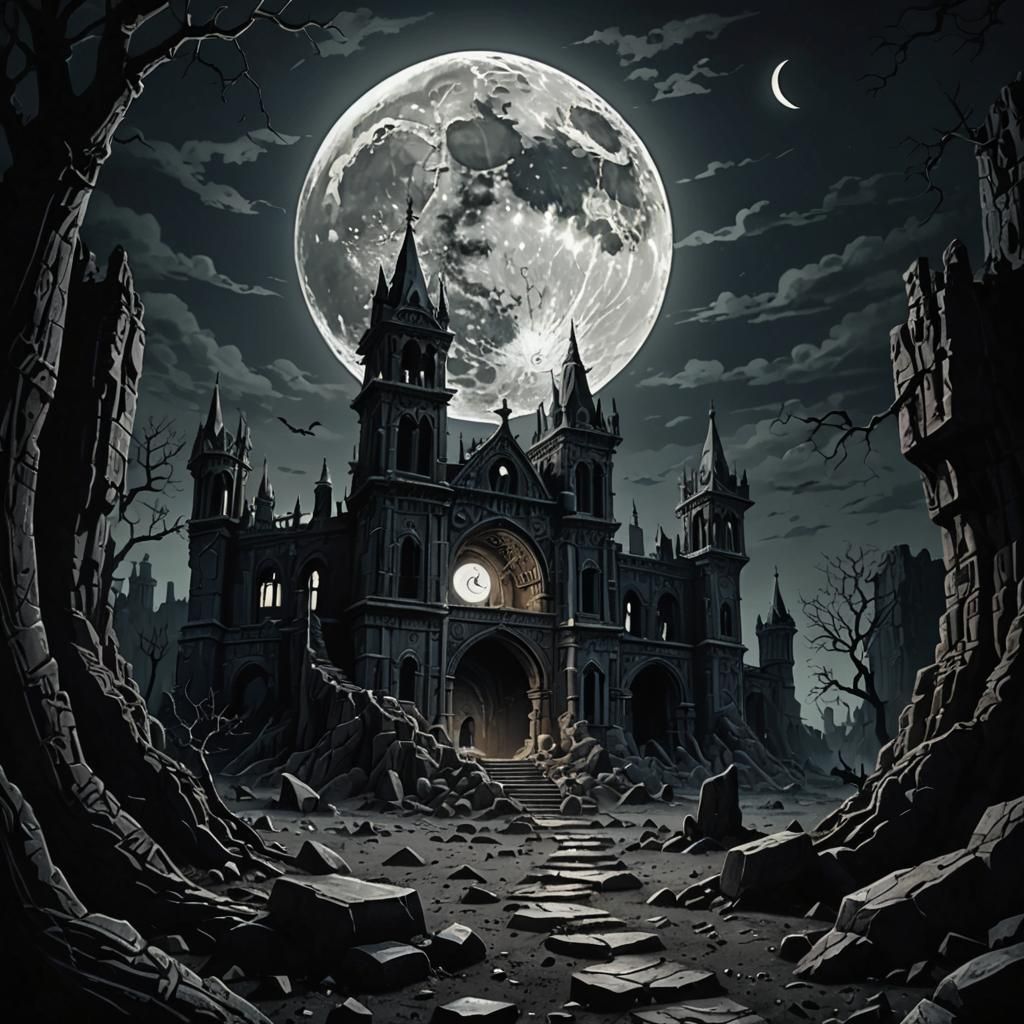 Mysterious Moon Cathedral in Gothic Style