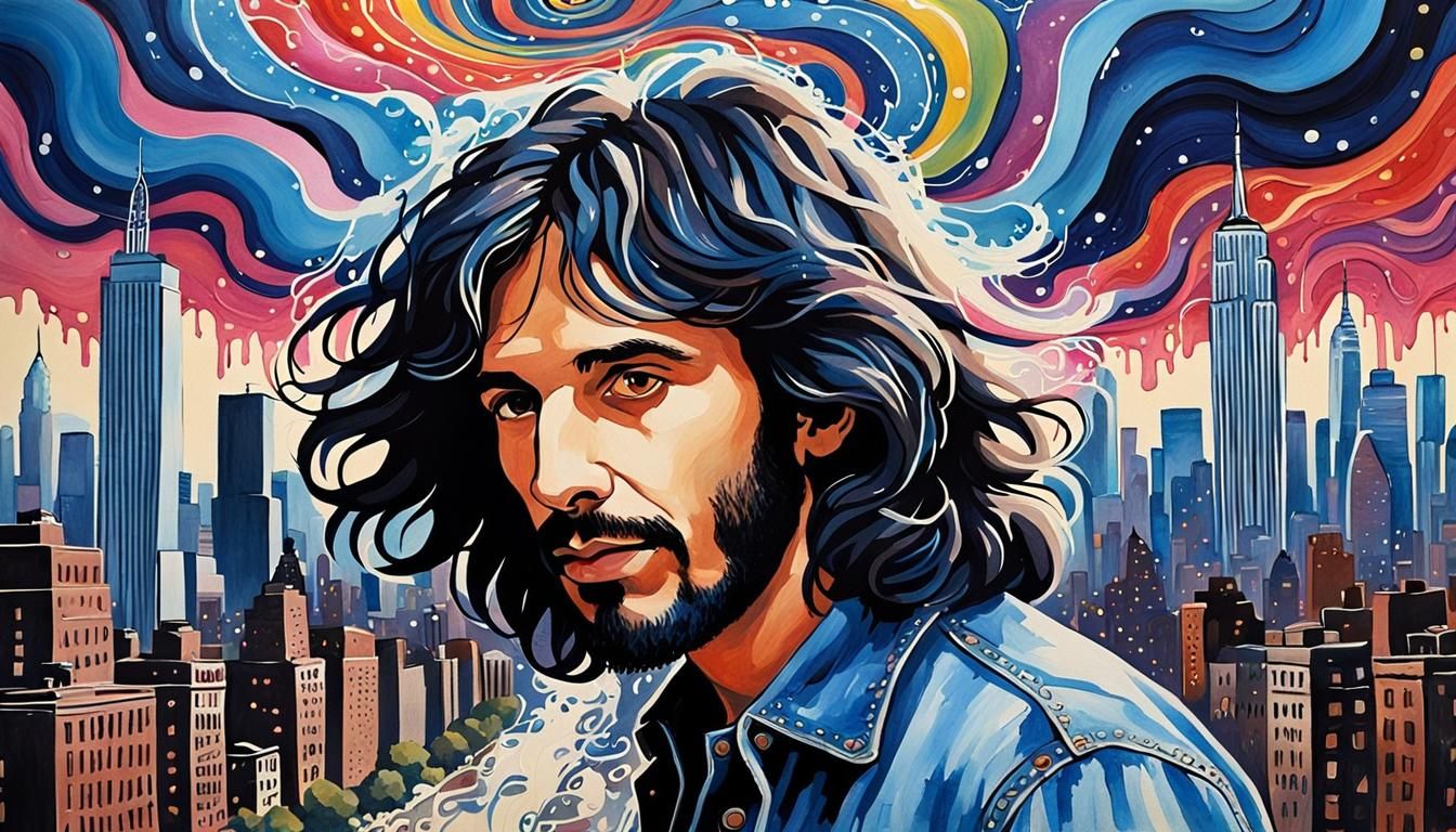 Singer in NYC: Pop Art Portrait with Acrylic Drip