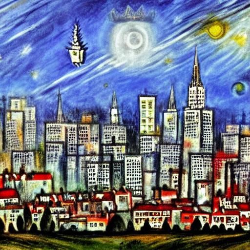 Vampire City Skyline in Romantic Modern Style