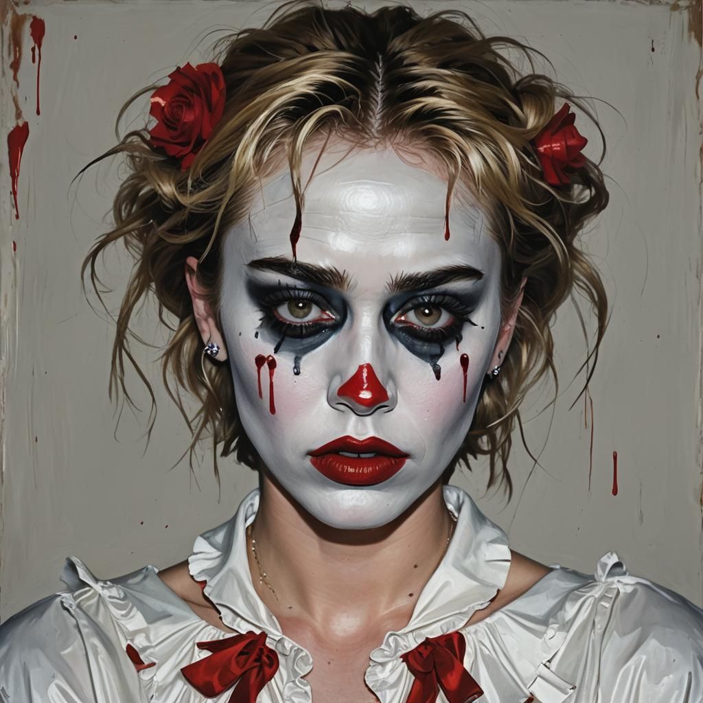 Miley Cyrus as Melancholic Pop Art Clown
