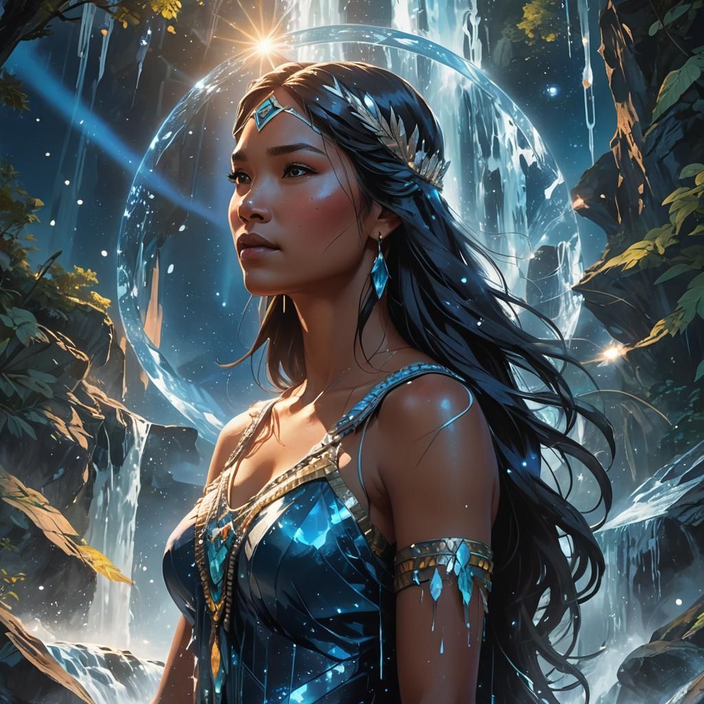 Pocahontas Portrait in Art Nouveau Style