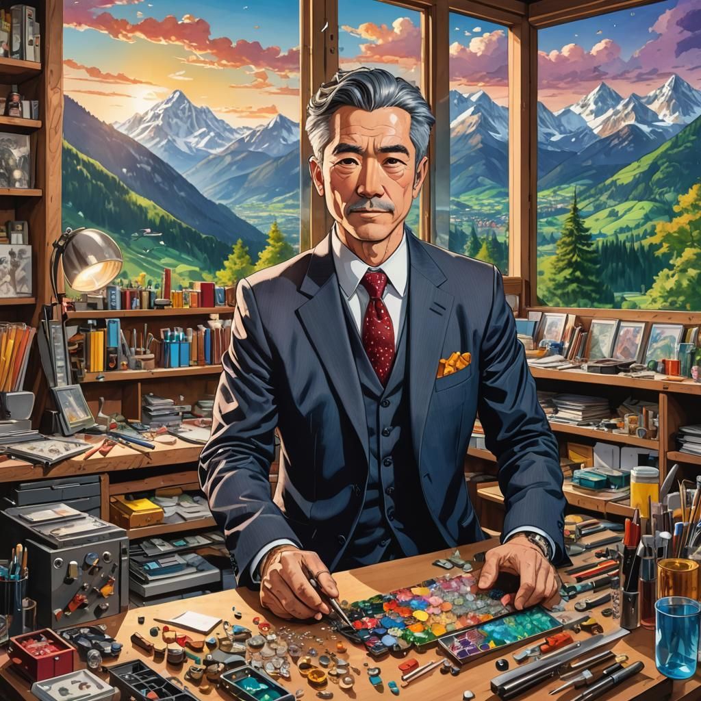 Anime Portrait of Jeweler in Austrian Studio