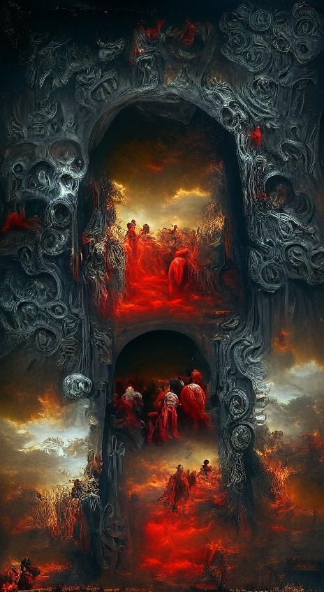 Hellgate: A Sinister Landscape as Oil Painting