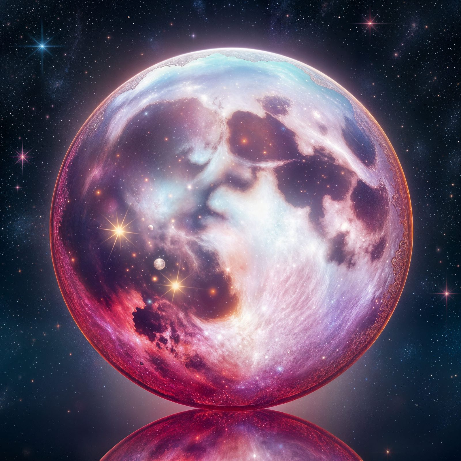 Iridescent Galaxy Moon Sparkles in Vibrant Colors