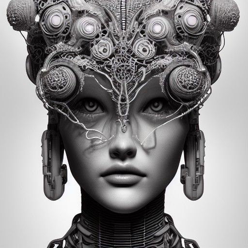 Cyberpunk Mechanoid God Portrait