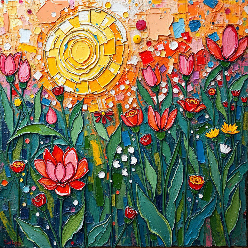 Neo-Impressionist Garden with Trampled Flowers