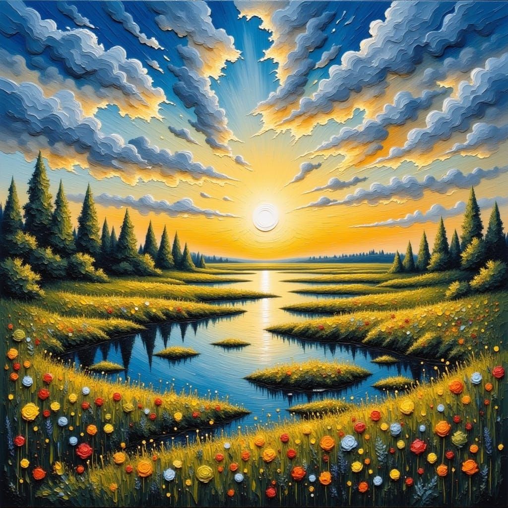 Surreal Brussels Archipelago Landscape in Vibrant Impression...