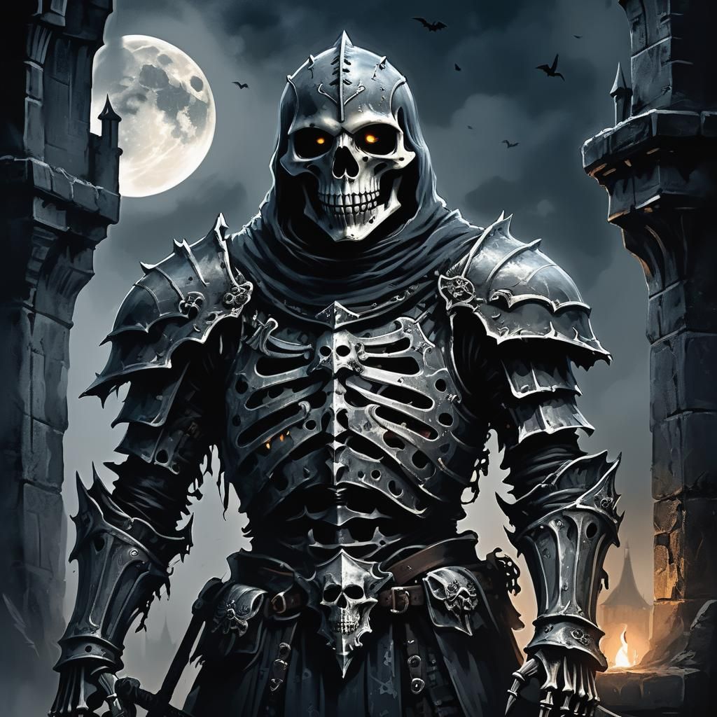 Skeleton Knight Portrait in Dark Fantasy Style