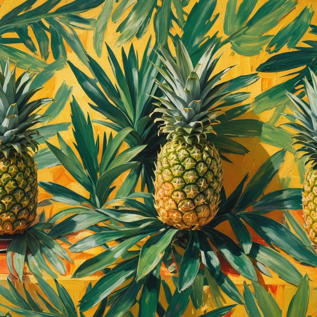 Fauvist Pineapple Still Life in Bold Colors
