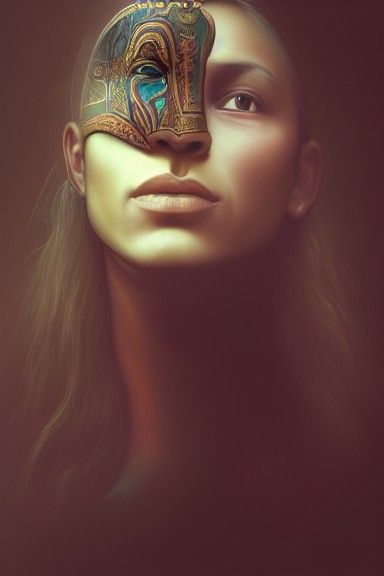 Aztec Warrior Portrait in Hyperdetailed Art Nouveau Style