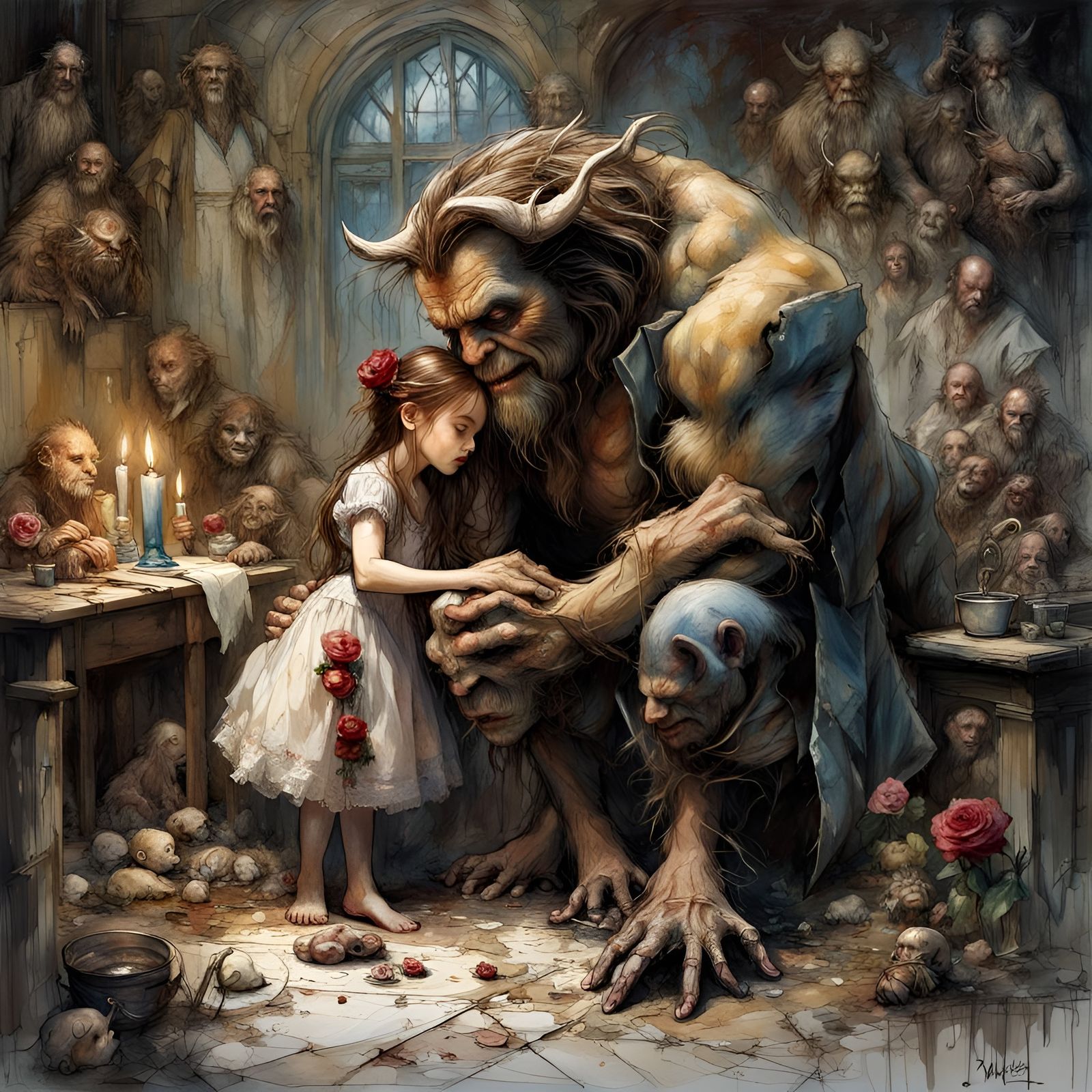 Beauty and the Beast Dark Fantasy Illustration