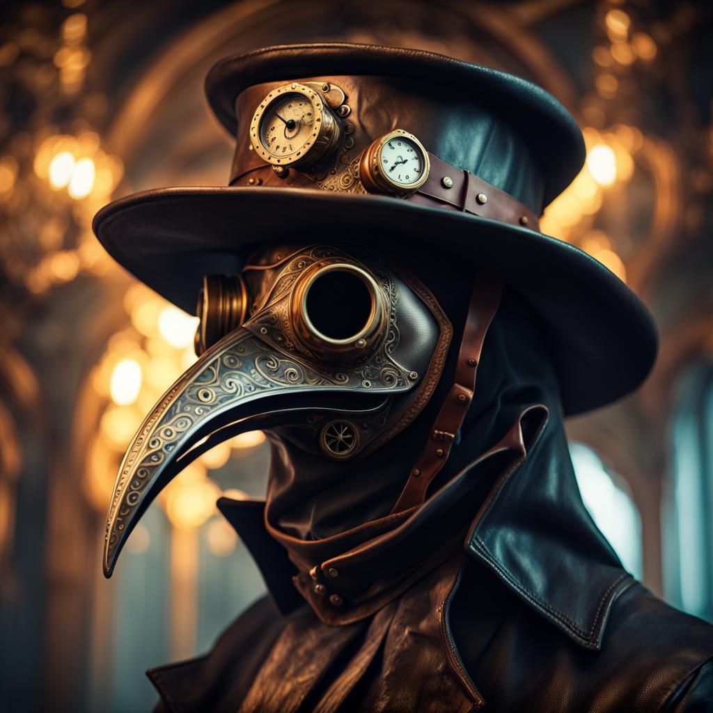Steampunk Plague Doctor Mask in Hyperrealistic Detail