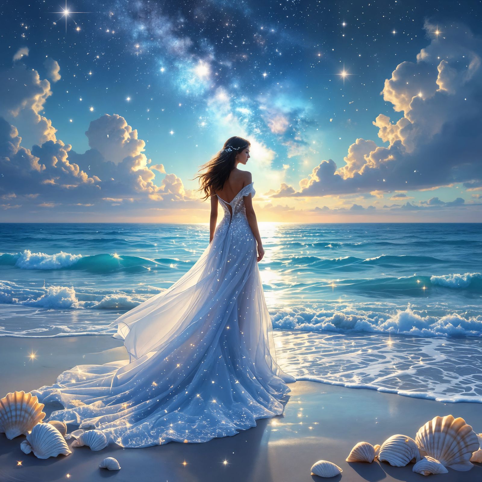 Celestial Goddess on Cosmic Shoreline