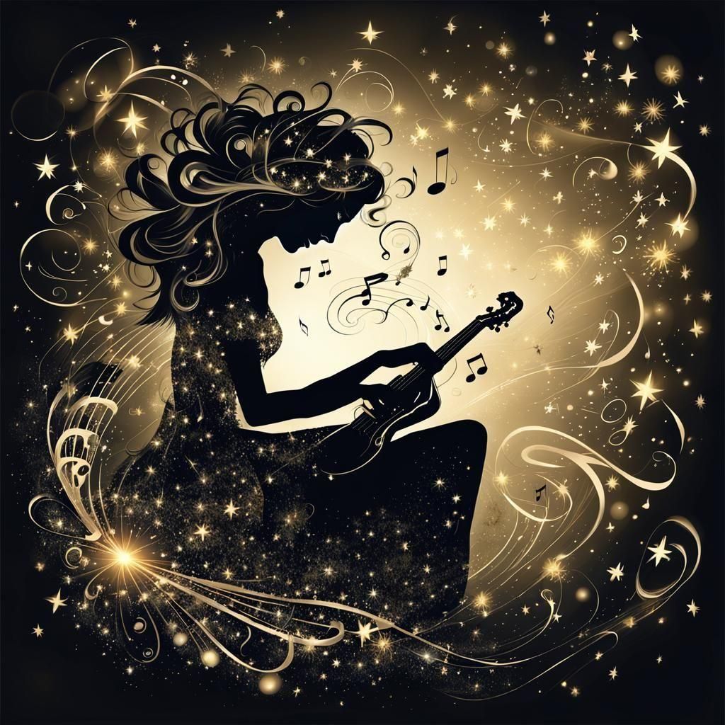 Fairy Enchantress Draws Starry Melody in Art Nouveau