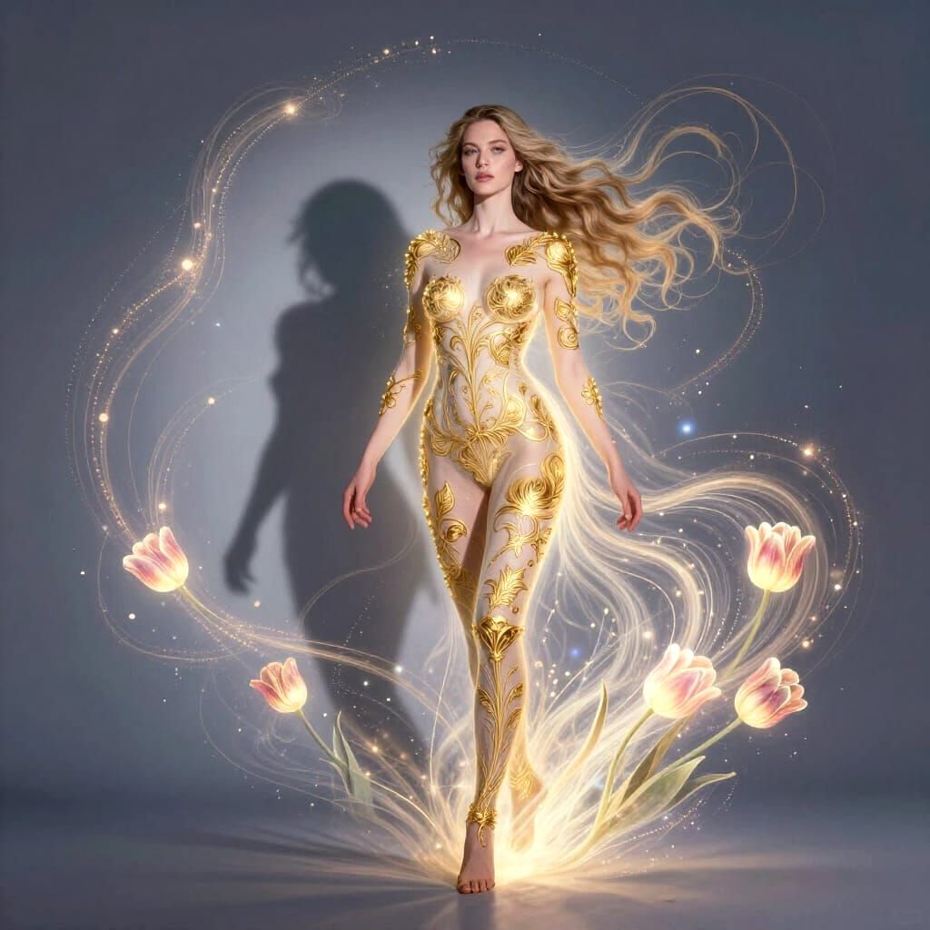 Woman's Shadow Becomes Aura of Strength and Power