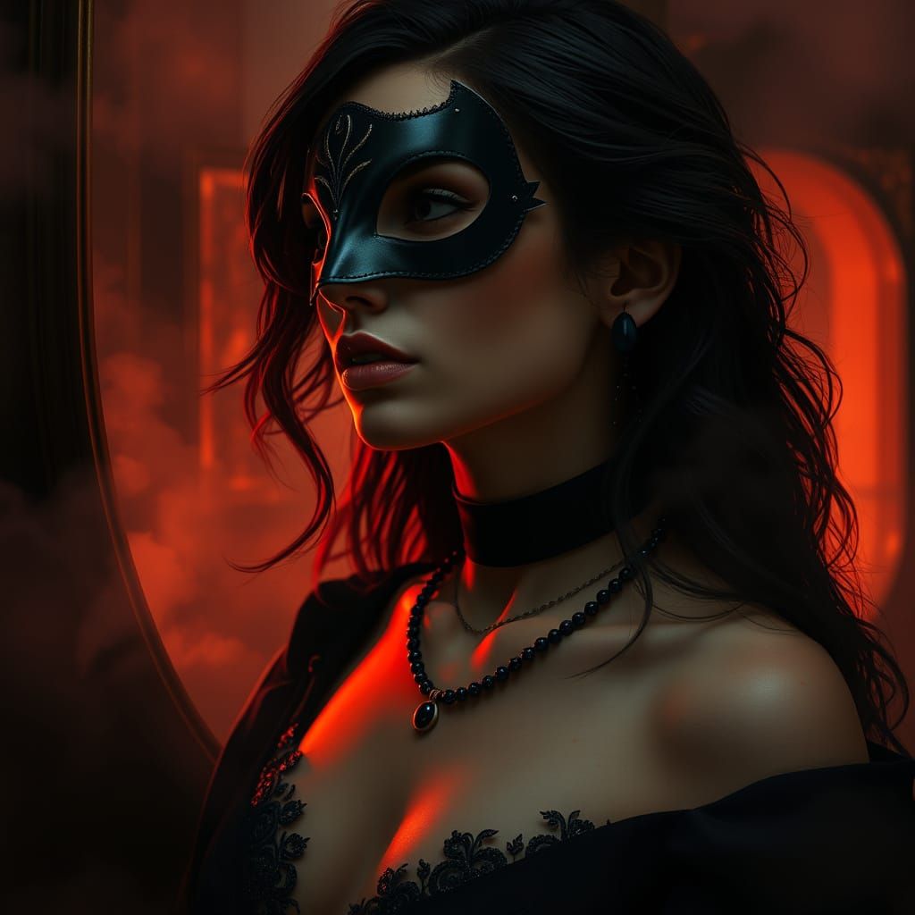 Silhouette féminine  et brume noire.