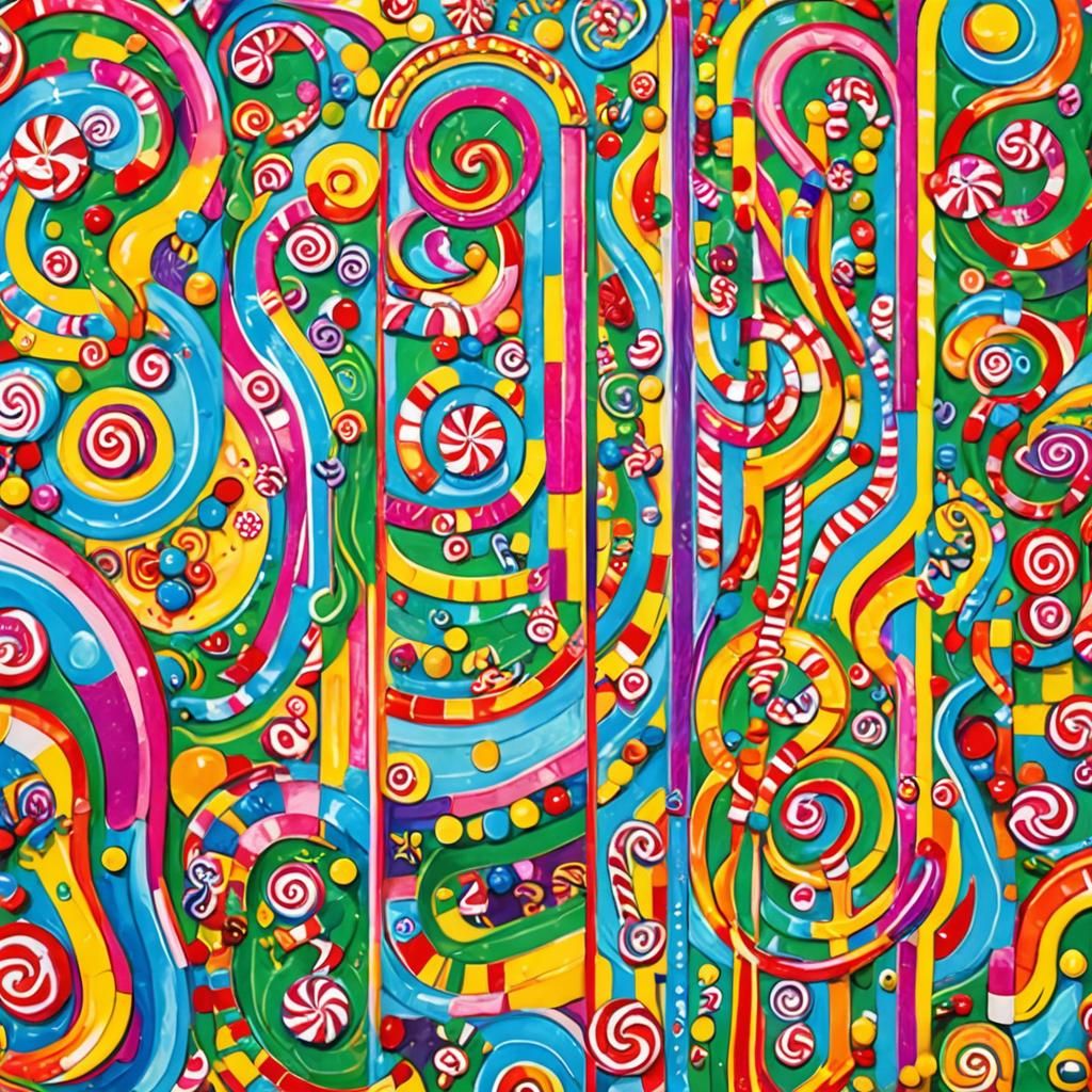 Vibrant Candyland Board Game Gouache Illustration