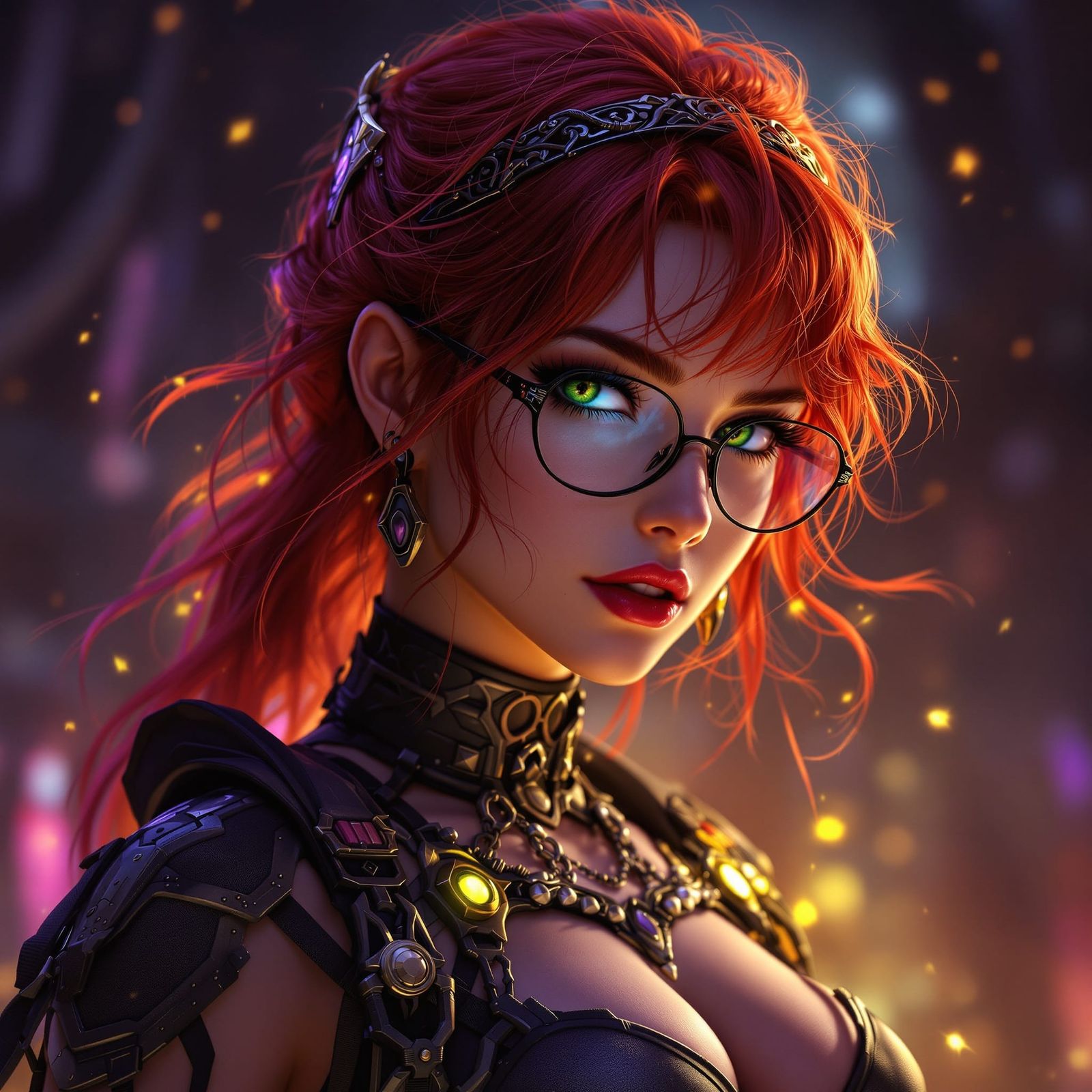 Red-Haired Warrior in Dark Fantasy Style