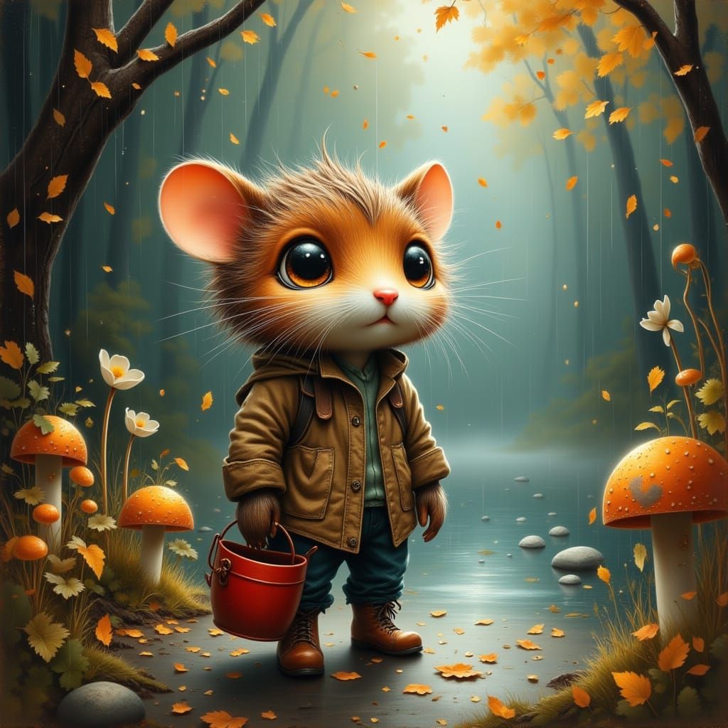 Enchanted Autumn Mouse in Fairy Tale Forest