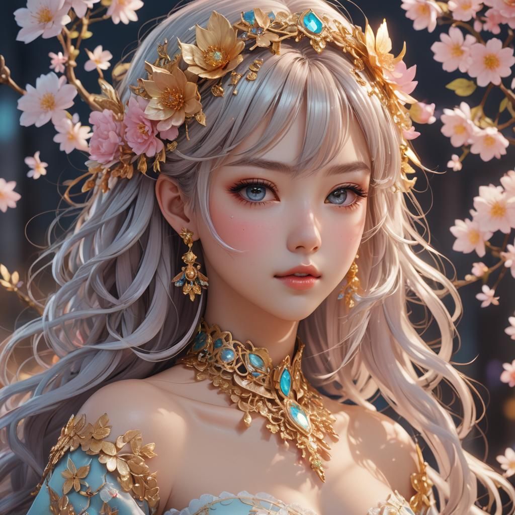 Alluring Anime Lady in 3D Illustration